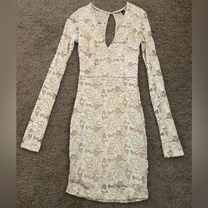 Long sleeve lace dress.